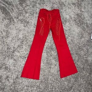 SOLD Edikted red lace up pants